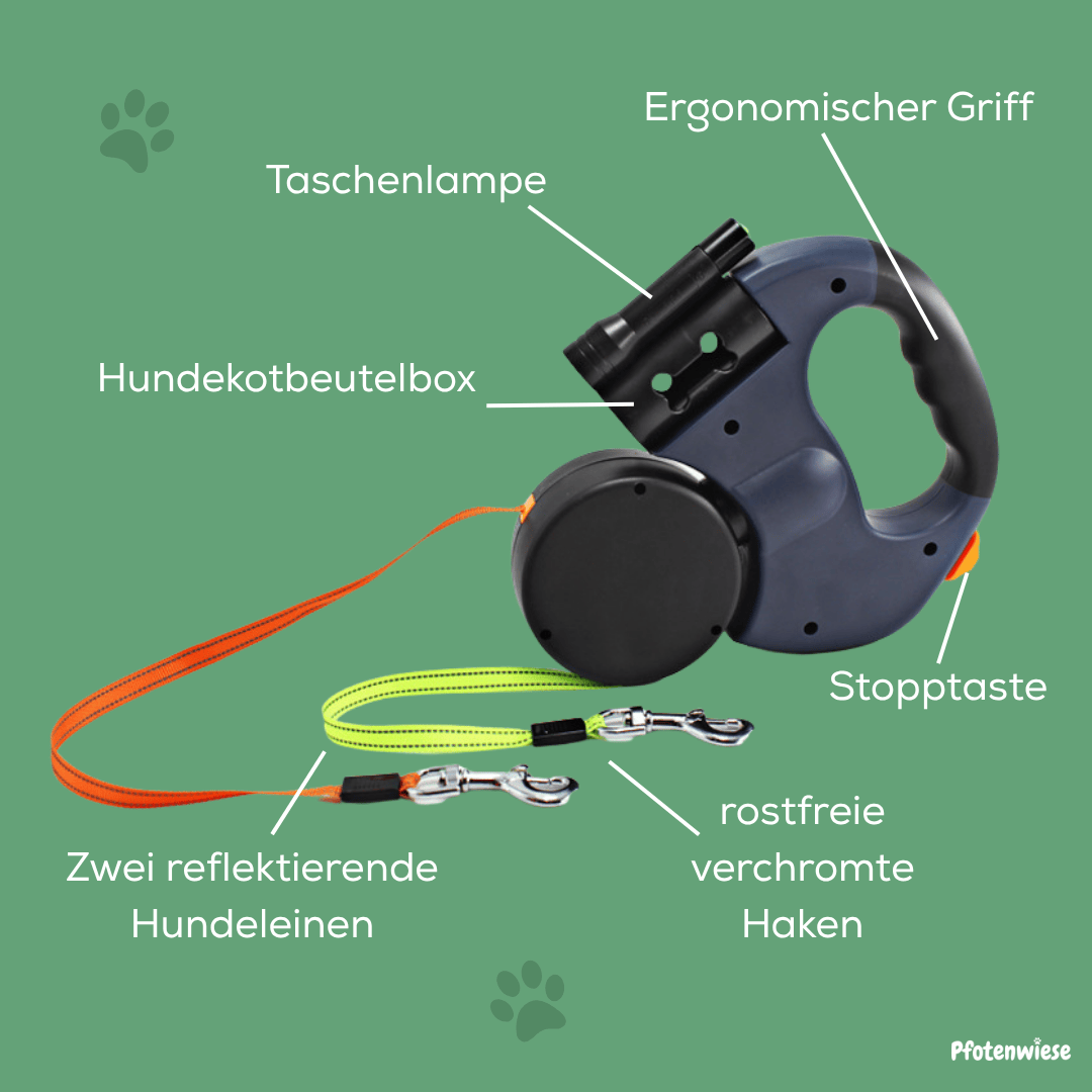 Pfotenwiese - Anti-Wickel Doppel Hundleine