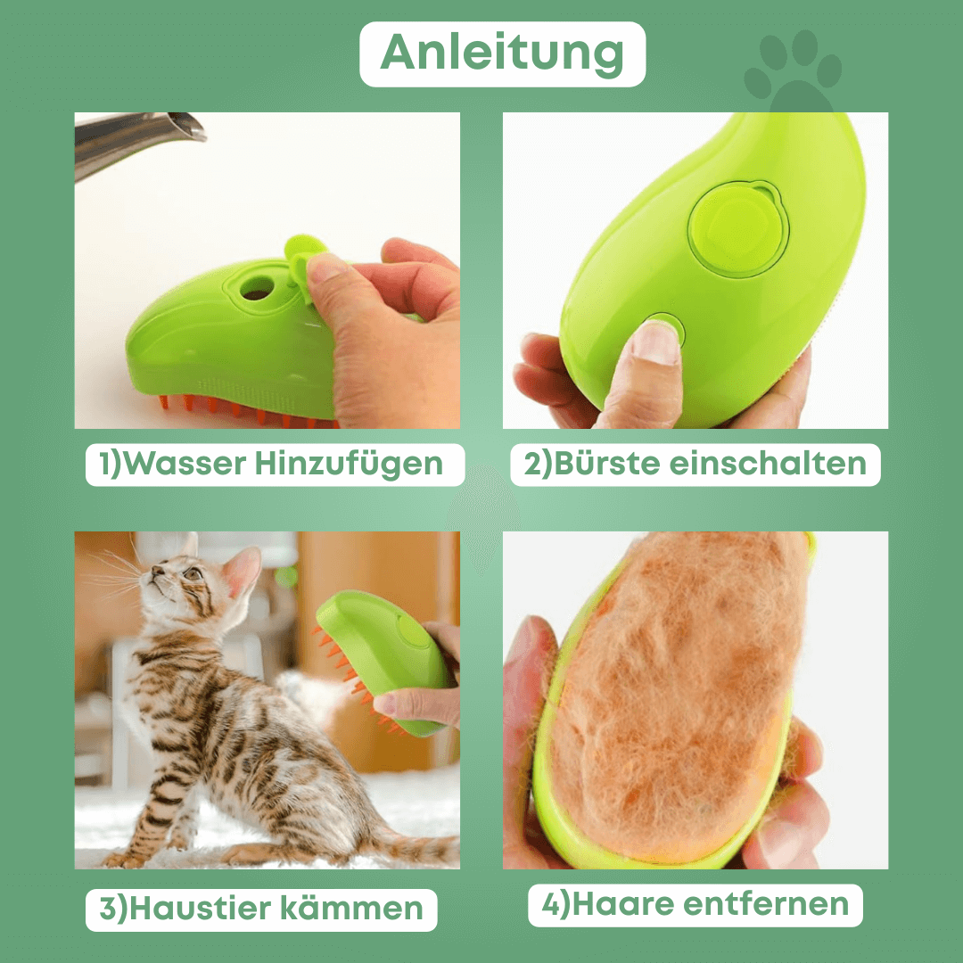 Pfoten Wiese - Dampfbürste für Katze und Hund