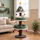Etagen-Baum: Katzen-Weihnachtsbaum mit Kuschelhöhle, 2 Plüsch-Betten und Sisal-Stamm im Wohnzimmer