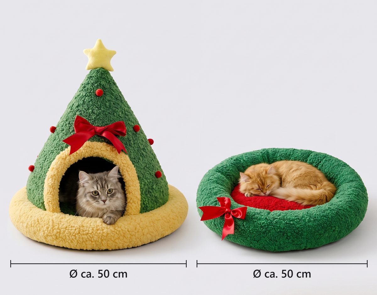 Weihnachtsbaum-Nest und rundes Nest im Größenvergleich, beide Ø ca. 50 cm